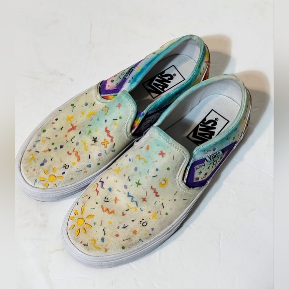 Vans 721356 Glow In The Dark, Custom Painted, Woman Size 8. - Picture 3 of 12